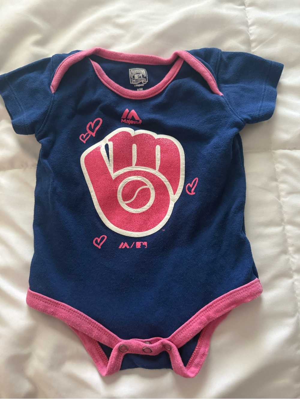 Milwaukee Brewers Navy and Pink Graphic Baby Bodysuit
